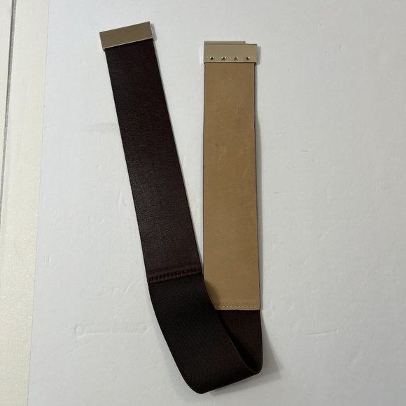 Vintage Ann Taylor leather belt and elastic belt with brass closure buckle - Picture 5 of 9